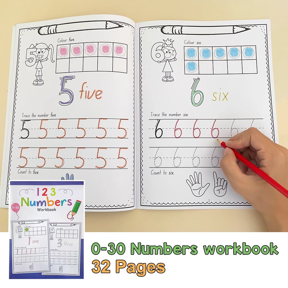 Learning Workbook Preschool - Número de tamanho a4 0-30, livro