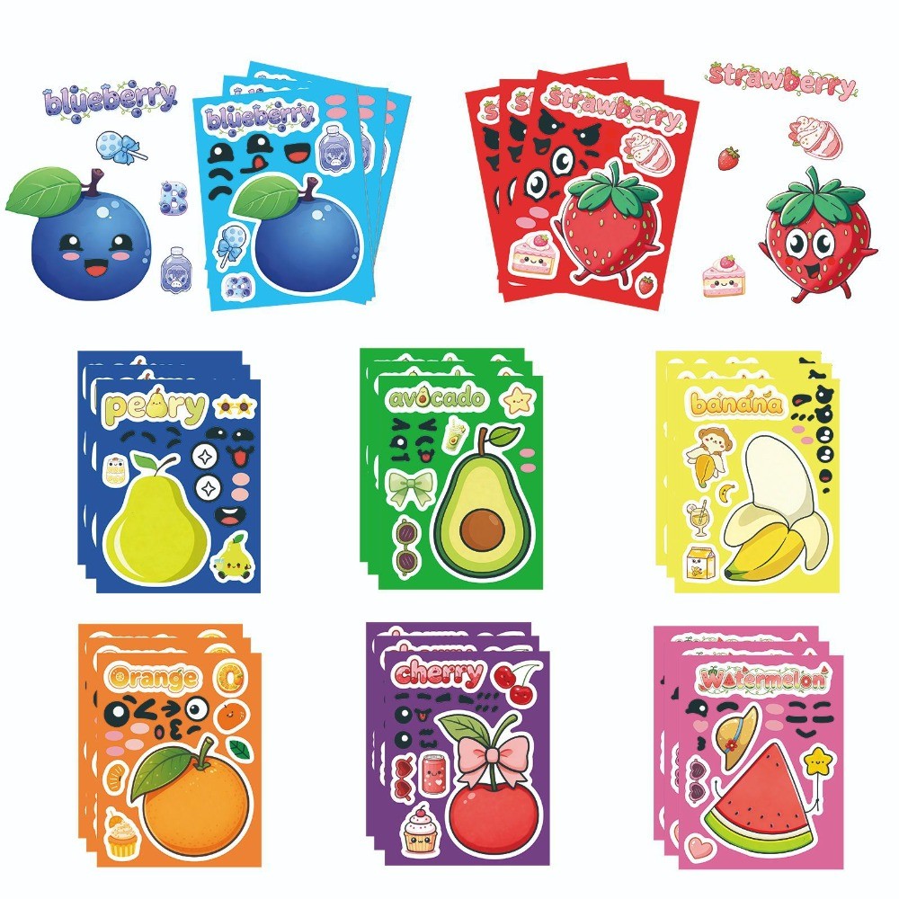 Kids Education Store - 8 Folhas de Adesivos de Frutas