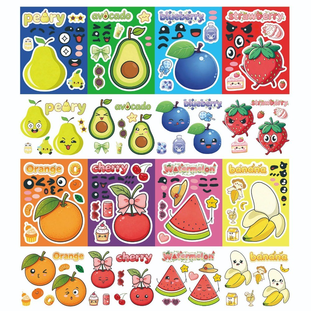 Kids Education Store - 8 Folhas de Adesivos de Frutas