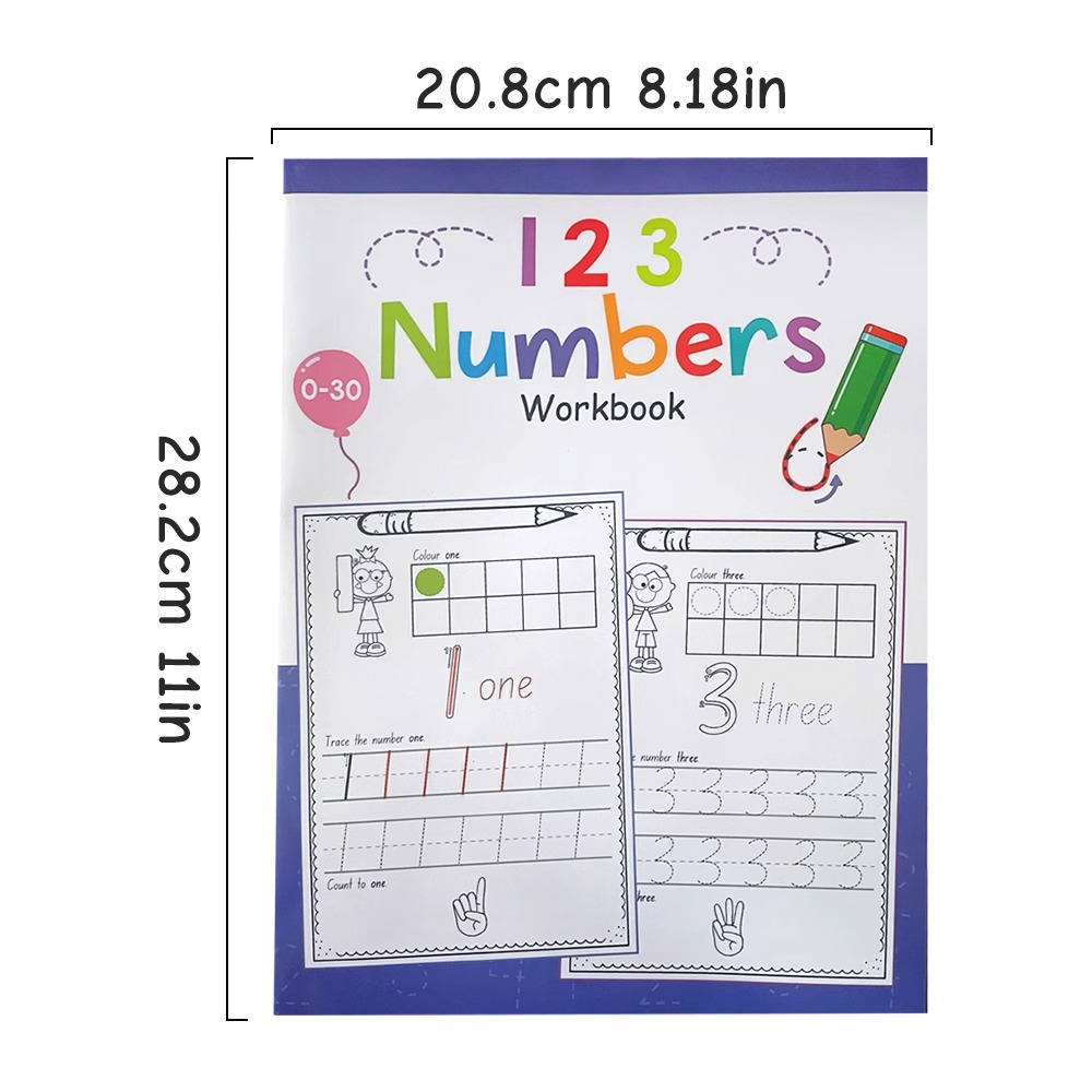 Número de tamanho a4 0-30, liv - Learning Workbook Preschool avaliação e preço